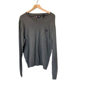 NWT Chaps V-Neck Sweater Men’s L 100% Cotton Grey